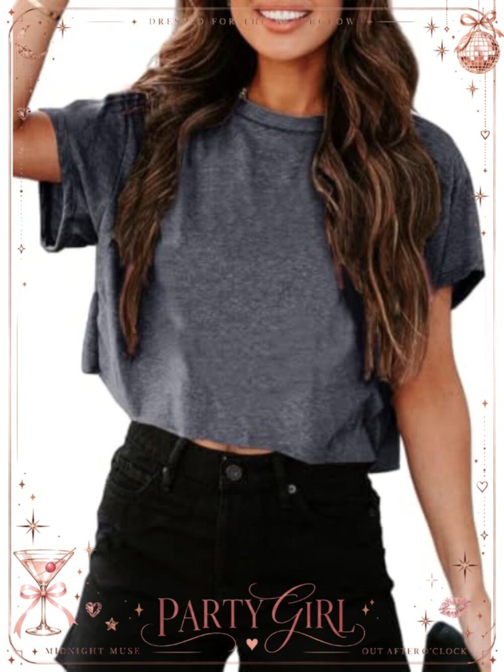 Women's Cropped T Shirt Loose Fit Crew Neck Short Sleeve Basic Crop Top